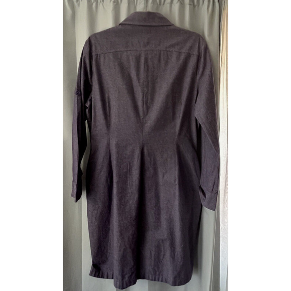 J Peterman Womans Shirt Dress Size 12 Purple 100% Cotton 4 Pockets Long Sleeve - Picture 4 of 14